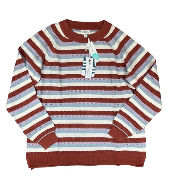 Market & Spruce Stitch Fix Womens XL Multicolor Striped Open knit Sweater NWT - Picture 1 of 10